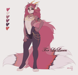 3_tails anthro black_clothing black_panties black_underwear brown_body bulge clothed clothing color_swatch dipstick_tail eyelashes femboy front_view hair horn looking_at_viewer male male_anthro markings multi_tail narrowed_eyes navel navel_piercing nipples open_mouth orange_eyes panties piercing red_body red_hair red_nipples red_tail simple_background solo standing tail tail_markings topless underwear white_background white_body yellow_eyes apple-faced 2022 dated hi_res model_sheet