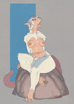 abstract_background areola breasts claws ear_piercing facial_piercing female fluffy fluffy_tail fur horn jewelry looking_at_viewer looking_down navel necklace nipple_piercing nipples nose_piercing nude piercing rock septum_piercing sitting solo tail thick_thighs wide_hips flowerdino mythology lindy_(buxbi) dragon furred_dragon furred_scalie mythological_creature mythological_scalie scalie 2026 digital_drawing_(artwork) digital_media_(artwork) hi_res