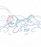 cloud cutie_mark feathered_wings feathers female feral fur hair multicolored_hair nap rainbow_hair sky sleeping smile solo wings ratofdrawn friendship_is_magic hasbro my_little_pony mythology rainbow_dash_(mlp) equid equine mammal mythological_creature mythological_equine pegasus hi_res