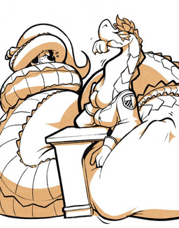 ambiguous_gender anthro bloated clothing coiling female group imminent_death imminent_vore imprint jacket long_neck long_tail neck_bulge predator/prey scales snout swallowing tail topwear trio vore boot_(artist) wadi_(boot) canid canine canis domestic_dog mammal reptile scalie snake viper 2020 hi_res line_art shaded shaded_line_art