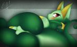 anthro anthrofied anus areola balls big_butt blush breasts butt digital_media_(artwork) e-01 generation_5_pokemon genitals green_body green_scales green_skin gynomorph hi_res humanoid_genitalia humanoid_penis intersex looking_at_viewer nintendo nipples non-mammal_balls non-mammal_breasts non-mammal_nipples nude penis pokemon pokemon_(species) pokemorph red_eyes reptile sally_(e-01) scales scalie serpentine serperior simple_background smile solo yellow_nipples