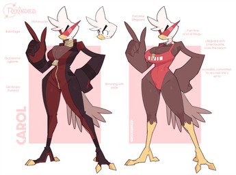 abs anthro beak big_breasts breasts brown_body brown_feathers cleavage clothed clothing eyewear feather_hands feathers feet female footwear furgonomic_footwear furgonomics gloves hair hand_on_hip handwear jumpsuit lifeguard lifeguard_swimsuit markings mole_(marking) mole_on_cheek multiple_outfits muscular muscular_anthro muscular_female navel_outline neckwear non-mammal_breasts pose red_clothing red_eyewear red_gloves red_handwear red_jumpsuit red_sunglasses solo sunglasses tail tail_feathers talons thick_thighs toes unzipped whistle_(object) whistle_around_neck white_body white_feathers white_hair wide_hips zipper zipper_jumpsuit doodledox carol_(doodledox) accipitrid accipitriform avian bald_eagle bird eagle sea_eagle hi_res model_sheet