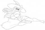 anthro big_breasts breasts cosplay female huge_breasts magic_user nipples non-mammal_breasts solo sarcolopter dragon's_crown vanillaware samantha_brooks sorceress_(dragon's_crown) lizard reptile scalie monochrome