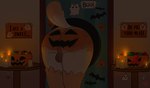 anthro apartment balls big_butt butt candle candy dessert door food genitals glory_hole halloween_decoration holidays male nude public public_nudity public_use pumpkin_butt solo tail text through_wall dangermons halloween olli_(braeburned) alpaca camelid mammal english_text hi_res