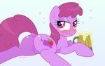 anus blush drunk female genitals heart_eyes heart_symbol purple_body pussy smile solo substance_intoxication lullapiies friendship_is_magic hasbro my_little_pony berry_punch_(mlp) equid equine horse mammal pony hi_res