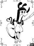 anthro breasts butt collar feet female hair leash leashed_collar nipples nude nude_female red_hair solo tail tongue tongue_out toony drasha69 disney mickey_mouse_shorts canid canine canis domestic_dog mammal 3:4 absurd_res hi_res monochrome