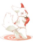 ambiguous_gender anthro asian_clothing claws clothed clothing east_asian_clothing fundoshi fundoshi_only fur japanese_clothing looking_at_viewer looking_back looking_back_at_viewer red_body red_fur red_sclera serious simple_background solo tail topless underwear underwear_only white_background white_body white_clothing white_fundoshi white_fur white_underwear ouka 2010 3:4 japanese_description