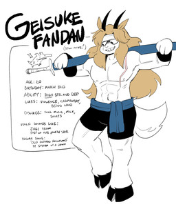 3_fingers abs accessory anthro armband blonde_hair bodily_fluids bottomwear clothing description fingers fur grin hair headband hooves horn long_hair male melee_weapon muscular muscular_male navel pecs polearm scar shorts simple_background smile solo standing sweat tail text weapon white_background white_body white_fur anaugi hachimitsu:_blade_for_hire mythology dagron_(hachimitsu:_blade_for_hire) geisuke_(anaugi) bovid caprine dragon goat mammal mythological_creature mythological_scalie scalie 2023 absurd_res english_text hi_res