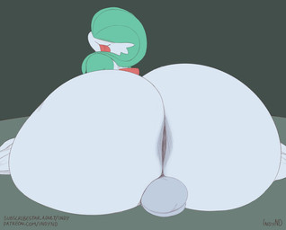 backsack balls big_butt butt butt_focus chest_spike clothing dress genitals green_body green_hair grey_background hair hair_over_eye huge_butt hyper hyper_butt long_hair looking_back male multicolored_body pseudo_clothing simple_background sitting smile solo spikes spikes_(anatomy) tongue tongue_out white_body indynd nintendo pokemon gardevoir generation_3_pokemon humanoid pokemon_(species) 2024 digital_drawing_(artwork) digital_media_(artwork)