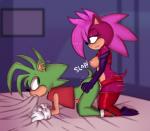 anal anal_penetration anthro areola biting_sheets breasts brother_(lore) brother_and_sister_(lore) contact_onomatopoeia dildo dominant dominant_female dominant_sister duo eulipotyphlan female female_penetrating genitals green_eyes hedgehog humanoid_genitalia humanoid_penis impact_onomatopoeia incest_(lore) male male/female male_penetrated mammal manic_the_hedgehog mostly_nude nipples object_in_ass onomatopoeia pegging penetration penis pink_areola pink_nipples sega sex sex_toy sex_toy_in_ass sex_toy_insertion sex_toy_penetration sibling_(lore) sister_(lore) sister_penetrating_brother slap_(sound_effect) smile somescrub sonia_the_hedgehog sonic_the_hedgehog_(series) sonic_underground sound_effects strapon submissive_brother text toying_partner