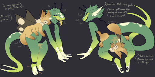 6_legs abdominal_bulge anal anal_penetration animal_genitalia antennae_(anatomy) anthro anthro_on_feral anthro_penetrated bestiality breasts butt claws clothed clothing dialogue digitigrade duo egg egg_insertion eyes_closed facial_markings feet female female_on_feral female_penetrated feral feral_penetrating feral_penetrating_anthro forked_tail fur genitals green_body head_markings larger_anthro larger_female larger_penetrated looking_pleasured male male/female male_penetrating male_penetrating_female markings motion_lines non-mammal_breasts nude onomatopoeia open_mouth oviposition ovipositor ovipositor_in_ass pawpads penetration profanity sex simple_background size_difference smaller_feral smaller_male sound_effects tail tape text tongue tongue_out unusual_anatomy unusual_tail vulva wings pantheggon mythology arabella_(pantheggon) arthropod dragon insect lepidopteran moth mythological_creature mythological_scalie scalie absurd_res digital_media_(artwork) english_text hi_res multiple_images