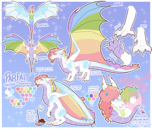 feral flower hair incense male multicolored_hair pawpads paws plant rainbow_hair rose_(flower) smoke solo tail wings dragunsnack european_mythology mythology parfait_(dragunsnack) dragon mythological_creature mythological_scalie scalie western_dragon absurd_res hi_res model_sheet