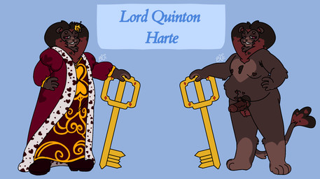 anthro big_penis clothed clothed_male clothing crown genitals headgear heart_symbol male overweight overweight_male penis pubes ribbed_penis scepter solo text butlercatnsfw lord_harte_(butlercatnsfw) felid feline humanoid lion mammal pantherine hi_res model_sheet