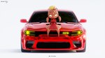 anthro breasts car clothing dress female footwear glowing_accessory looking_at_viewer red_car red_clothing red_dress red_footwear red_shoes shoes simple_background size_difference smaller_female solo vehicle white_background yellow_eyes cumminham sheeple3d dodge_(brand) dodge_charger dodge_hellcat xingzuo_temple baozi_(diives) canid canine canis domestic_dog mammal 16:9 3d_(artwork) digital_media_(artwork) hi_res widescreen