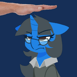 ambiguous_gender angry annoyed blue_body brown_eyes clothed clothing disembodied_hand duo ears_down eyewear female female/ambiguous feral glasses grey_hair grey_mane hair horn mane patting petting pivoted_ears simple_background suit transparent_background unicorn_horn modularpon hasbro my_little_pony mythology fan_character mint_petal equid equine horse human mammal mythological_creature mythological_equine pony unicorn 1:1 alpha_channel animated animated_gif digital_media_(artwork) short_playtime