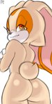 anthro black_nose butt clothing crossed_arms eyelashes female fur gloves gloves_only half-closed_eyes handwear handwear_only long_ears looking_at_viewer looking_back looking_back_at_viewer mostly_nude multicolored_body multicolored_fur narrowed_eyes orange_body orange_ears orange_fur rear_view scut_tail short_tail simple_background smile solo standing tail tail_tuft tan_body tan_ears tan_fur thick_thighs tuft white_background white_body white_clothing white_fur white_gloves white_handwear wide_hips young young_anthro xylas sega sonic_the_hedgehog_(series) cream_the_rabbit lagomorph leporid mammal rabbit 1:2 2021 hi_res signature