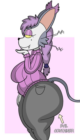 anthro big_breasts big_butt bottomwear braided_hair breasts butt clothed clothing curvy_figure directional_arrow fangs female fully_clothed hair huge_breasts huge_butt long_tail looking_at_viewer markings mature_female mole_(marking) overweight overweight_female pants purple_hair seductive side_view simple_background solo sweater tail teeth text thick_thighs topwear voluptuous whiskers wide_hips yellow_eyes hashidoodle evil_container nintendo pokemon carolyn_(hashidoodle) domestic_cat felid feline felis generation_4_pokemon mammal pokemon_(species) purugly absurd_res hi_res meme