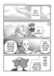 2020 4koma 5_fingers aniapt_(manga) anthro black_nose blush bodily_fluids canid canine canis car cheek_tuft chien closed_smile clothed clothing comic conjoined_speech_bubble cute_fangs detailed_background dialogue digital_media_(artwork) domestic_dog dotted_line dotted_line_text_box duo english_text facial_tuft fingers fluffy fluffy_tail forced_smile four_frame_image greyscale hair happy hi_res inner_ear_fluff inside_car male male/male mammal mephitid messy_hair monochrome mouth_closed multicolored_body name_drop name_in_dialogue necktie open_mouth open_smile screentone simple_background sitting skunk smile speech_bubble sweat sweatdrop tail tapirclip text text_box topwear tuft two_tone_body vehicle