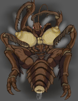 4_arms animal_genitalia anthro big_breasts bodily_fluids breasts claws cloaca exoskeleton female gaping gaping_cloaca genital_fluids genitals looking_at_viewer multi_arm multi_limb no_hands ocellis segmented_arms segmented_body segmented_tail solo spikes thick_thighs toe_claws vaginal_fluids elangelote capcom resident_evil arthropod blattodean cockroach insect reaper_(resident_evil) hi_res