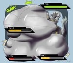 anthro balls belly big_balls big_belly bodily_fluids bodily_noises churn cock_vore cum cum_vore different_sound_effects digestion fatal_vore gameplay_mechanics genital_fluids genitals glorp grey_body gui health_bar horn huge_balls huge_belly hyper hyper_balls hyper_belly hyper_genitalia male markings multiple_prey onomatopoeia open_mouth oral_vore penile penis rumbling_stomach sizzling slosh sloshing_balls sound_effects tail text tongue tongue_out vore yellow_eyes dirtymac mythology zedex dragon mythological_creature mythological_scalie scalie absurd_res hi_res