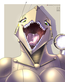 anthro breasts eyebrows eyelashes fangs female green_eyes light machine mouth_shot open_mouth sharp_teeth solo tank_(vehicle) teeth tongue vehicle tacticalfur animate_inanimate living_machine living_tank living_vehicle 4:5 absurd_res hi_res