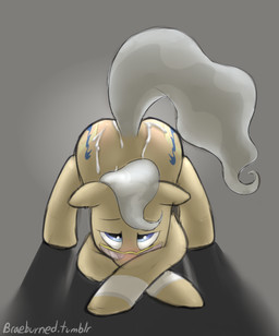after_sex ass_up blue_eyes blush bodily_fluids body_blush butt butt_blush crossed_arms cum cum_on_back cum_on_butt cutie_mark eyewear eyewear_only female feral fluffy fluffy_hair fluffy_mane fluffy_tail front_view fur genital_fluids glasses glasses_only glistening glistening_body glistening_butt glistening_eyes glistening_eyewear glistening_fur glistening_glasses grey_background grey_hair grey_mane grey_tail hair half-closed_eyes hooves jack-o'_pose light long_tail looking_at_viewer looking_forward looking_up mane mane_hair mature_female mature_feral monotone_body monotone_face monotone_fur monotone_hair monotone_mane monotone_tail narrowed_eyes nude pivoted_ears pointy_ears pose prick_ears pupils raised_tail shadow simple_background solo tail tan_body tan_ears tan_face tan_fur tan_hooves text wearing_glasses wristband braeburned friendship_is_magic hasbro my_little_pony mayor_mare_(mlp) earth_pony equid equine horse mammal pony digital_media_(artwork) full-length_portrait hi_res pinup portrait shaded