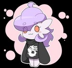 :3 ahoge blush blush_stickers chibi clothing eye_through_hair female hair long_hair not_furry orange_eyes oversized_clothing oversized_sweater oversized_topwear purple_hair solo sweater topwear translucent translucent_hair lavenderaraliya nintendo pokemon lavy_(lavenderaraliya) gardevoir generation_3_pokemon pokemon_(species) 2022 alpha_channel