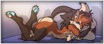 anthro big_butt blue_eyes blue_pawpads border brown_hair butt cheek_tuft chest_tuft facial_tuft fluffy fur glowing glowing_eyes grey_border hair light long_ears long_hair makeup male mane markings mascara mooning orange_body orange_fur pawpads presenting presenting_hindquarters simple_background solo tuft yokai_rei rei_(theyokairei) canid canine demon fox mammal maned_wolf soul_sentinel cel_shading digital_drawing_(artwork) digital_media_(artwork) hi_res shaded