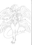 5_fingers 5_toes anthro big_breasts biped breasts claws clothed clothing curvy_figure cute_fangs demon eeveelution eyebrows fan_character fangs feathered_wings feathers feet female ffuffle fingers generation_1_pokemon has_colored-in_version has_shaded_version huge_hands jolteon jolty line_art line_art_only looking_at_viewer mammal monochrome navel nintendo nipple_outline non-shaded pokemon pokemon_(species) pokemorph scalie simple_background skimpy small_waist snaggle_tooth solo source_request swimwear tail teeth thick_thighs tight_clothing toes white_background wide_hipped_female wide_hips wings