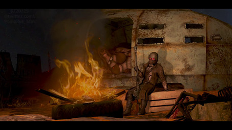 anthro big_breasts bone breasts camper campfire clothed clothing duo faceless_character faceless_human faceless_male female female_anthro fire gun holding_gun holding_object holding_ranged_weapon holding_weapon hood human_skeleton larger_anthro larger_female lying male male_human ncr_ranger_(fallout) night non-mammal_breasts on_side outside ranged_weapon rifle size_difference skeleton sky smaller_human smaller_male sniper_rifle star starry_sky weapon pompilus-sfm fallout microsoft the_courier_(fallout) deathclaw human mammal scalie 16:9 3d_(artwork) alternate_version_at_source colored digital_media_(artwork) letterbox widescreen