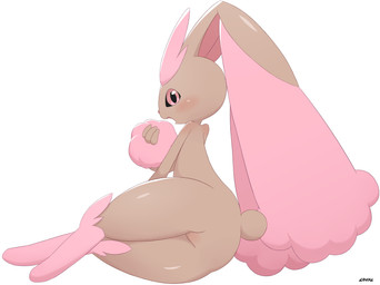 ambiguous_gender anthro blush brown_body brown_fur butt fur glistening glistening_body looking_at_viewer looking_back pink_body pink_fur presenting presenting_hindquarters solo loval nintendo pokemon generation_4_pokemon lopunny pokemon_(species) shiny_pokemon absurd_res hi_res