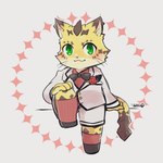 anthro blazer blush bottomwear bow_tie chibi clothed clothing footwear fur green_eyes male shirt shorts socks solo striped_body striped_fur stripes topwear yellow_body yellow_fur young igarashi_ta lifewonders tokyo_afterschool_summoners ose_(tas) felid leopard mammal pantherine 1:1 2024 hi_res