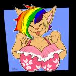 anthro big_breasts blue_eyes bottomwear breasts clothed clothing ear_piercing female fur hair lgbt_pride looking_at_viewer multicolored_hair pants piercing pride_color_hair pride_colors rainbow rainbow_hair rainbow_pride_colors shirt six-stripe_rainbow_pride_colors smile solo topwear giobrauer mia_dyke_(character) wolky canid canine canis domestic_cat felid feline felis mammal 1:1 2019 absurd_res alpha_channel digital_media_(artwork) hi_res