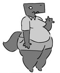 4_fingers anthro barefoot belly belly_overhang big_belly black_body bodily_fluids bottomwear breasts clothed clothing eyelashes feet female fingers fully_clothed grey_bottomwear grey_clothing grey_shirt grey_shorts grey_topwear medium_breasts nervous overweight overweight_anthro overweight_female pear-shaped_figure pockets shirt shorts simple_background snout solo standing sweat tail thick_thighs three-quarter_view topwear wave white_background white_eyes wide_hips vvisoe google google_chrome dinosaur_(google_chrome) dinosaur prehistoric_species reptile scalie theropod tyrannosaurid tyrannosauroid tyrannosaurus tyrannosaurus_rex full-length_portrait greyscale monochrome portrait