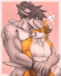 anthro canid canine duo embrace esszx eyes_closed fish fox heart_symbol hi_res holidays hug hugging_from_behind joey_(esszx) love male male/male mammal marine nipples nude red_fox shark tongue tongue_out true_fox valentine's_day wofychuu zetto_(esszx) zetto_shark
