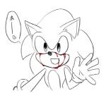 2013 anthro blood bodily_fluids clothing crying_blood dialogue eulipotyphlan gesture gloves handwear heart_symbol hedgehog japanese_text low_res male mammal root8beat sega sketch smile solo sonic_the_hedgehog sonic_the_hedgehog_(series) speech_bubble text waving