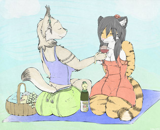 alcohol anthro beverage big_thighs bracelet butt chest_tuft clothing duo ear_piercing eyes_closed feline female flower flower_in_hair fur glass grey_hair hair happy herro holding_glass jewelry lynx mammal picnic piercing plant shirt tank_top tiger tuft wine
Rating: Safe
Score: 17
User: ktkr
Date: June 23, 2012 alcohol anthro beverage big_thighs bracelet butt chest_tuft clothing duo ear_piercing eyes_closed feline female flower flower_in_hair fur glass grey_hair hair happy herro holding_glass jewelry lynx mammal picnic piercing plant shirt tank_top tiger tuft wine
Rating: Safe
Score: 17
User: ktkr
Date: June 23, 2012