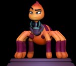 3d_(artwork) 3d_modeling 3d_print anthro arachnid arthropod clothing digital_media_(artwork) dreamworks electronics female headphones hi_res jacket looking_straight ms._tarantula_(the_bad_guys) multicolored_body orange_body sillytoys solo spider standing the_bad_guys topwear