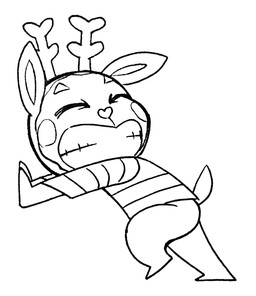 anthro antlers clothing eyes_closed fur horn male pushing scut_tail shirt short_tail simple_background solo tail teeth topwear white_background achromasloth happy_tree_friends mime_(htf) deer mammal 2019 digital_media_(artwork) hi_res monochrome