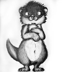 anthro chest_tuft circle_glasses facial_piercing male navel nose_piercing nose_ring piercing ring_piercing solo tuft surette surette_(character) mammal mustelid otter absurd_res hi_res monochrome traditional_media_(artwork)