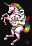 ambiguous_gender black_background duo feral horn machine quadruped rainbow riding simple_background straddling tail zeminor mythology robot_unicorn_attack top_gear the_stig equid equine mammal mythological_creature mythological_equine robot unicorn 2012