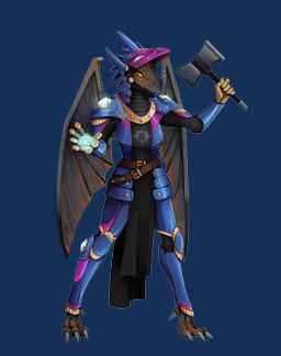 anthro armor claws female grey_body solo toe_claws weapon wings yellow_eyes doodledrottning_(artist) dungeons_and_dragons hasbro wizards_of_the_coast tonitrua_ferroluske_(mechascoots) dragonborn_(dnd) iron_dragon scalie absurd_res alpha_channel hi_res intersex_(lore)