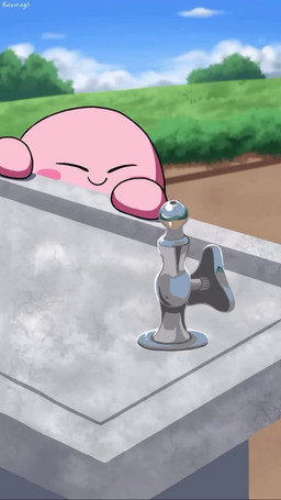 accident ambiguous_gender black_eyes blue_eyes climbing cloud detailed_background falling faucet feet fur garden happy monotone_body not_furry open_mouth pawpads paws pink_body pink_fur pink_pawpads pink_paws red_feet sky skyscape smile solo splash text tongue water natsuring0 sound_warning instagram kirby_(series) nintendo kirby waddling_head 2025 2d_animation 9:16 animated artist_name colored detailed hi_res multiple_scenes sequence short_playtime signature sound