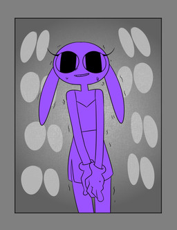 4_fingers ambiguous_gender anthro bodily_fluids border bottomwear clothed clothing crossdressing disembodied_eyes dress ears_down eyelashes fingers grey_border group long_eyelashes male miniskirt motion_lines nervous nervous_smile nervous_sweat panicking pivoted_ears shaking skirt sweat sweatdrop karnthud glitch_productions the_amazing_digital_circus jax_(tadc) lagomorph leporid mammal rabbit absurd_res comic hi_res