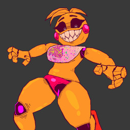 4_fingers anthro beakless bib big_breasts black_sclera breasts clothing crawling eyebrows female fingers glistening glistening_body grey_background grin grinning_at_viewer heart_pupils looking_at_viewer non-mammal_breasts panties pink_clothing pink_panties pink_underwear sharp_teeth simple_background smile smiling_at_viewer solo teeth thick_thighs underwear wide_hips yellow_body cryptiacurves cryptiacurves_(modeler) five_nights_at_freddy's five_nights_at_freddy's_2 scottgames toy_chica_(fnaf) avian bird chicken galliform phasianid robot_anthro 2023 3d_(artwork) cel_shading digital_media_(artwork) shaded