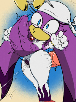 abdominal_bulge anal anal_penetration animal_genitalia anthro big_penis bodily_fluids bottomwear canine_genitalia clitoris clothing disembodied_penis ejaculation eyewear female genital_fluids genitals glasses huge_penis hyper hyper_genitalia hyper_penis jewelry knot necklace pants penetration penis purple_body sex solo standing standing_sex stretching tears torn_bottomwear torn_clothing torn_pants vaginal_fluids vaginal_squirting vulva awkward2eleven sega sonic_riders sonic_the_hedgehog_(series) wave_the_swallow babylonian_(sonic) absurd_res hi_res