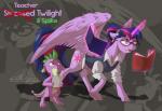 2014 book clothing cutie_mark dennybutt dialog dragon duo english_text equine eyewear fangs female friendship_is_magic glasses glowing green_eyes horn levitation magic male mammal my_little_pony notepad paper pencil purple_eyes spike_(mlp) standing text twilight_sparkle_(mlp) winged_unicorn wings
Rating: Safe
Score: 16
User: 2DUK
Date: April 13, 2014
