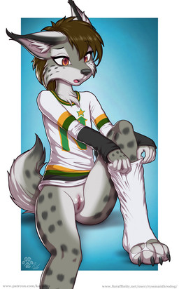 4_toes 5_fingers anthro arm_markings bangs black_claws black_clothing black_eyebrows black_jersey black_markings black_nose black_shirt black_spots black_tail_tip black_topwear blue_background border bottomless bottomless_anthro bottomless_female brown_hair cheek_markings cheek_tuft chest_tuft claws clitoral_hood clitoris clothed clothed_anthro clothed_female clothing countershade_face countershade_fur countershade_legs countershade_neck countershade_tail countershade_torso countershading dipstick_tail dressing ear_tuft eyebrow_through_hair eyebrows eyelashes facial_markings facial_tuft feet female female_anthro fingerless_(marking) fingers flat_chested footwear front_view fur genitals gradient_background green_clothing green_jersey green_shirt green_topwear grey_body grey_fur hair hand_markings head_markings hockey_jersey humanoid_genitalia humanoid_hands humanoid_vulva inner_ear_fluff jersey knee_pulled_up leg_markings long_sleeves markings multicolored_body multicolored_clothing multicolored_fur multicolored_jersey multicolored_shirt multicolored_topwear one_sock open_mouth orange_eyes outside_border paws pink_tongue pink_vulva print_clothing print_jersey print_shirt print_topwear pupils purple_pupils shirt short_hair simple_background sitting slim slim_anthro slim_female socks solo sportswear spots spotted_body spotted_face spotted_fur spotted_hands spotted_legs spotted_markings spotted_tail tail tail_markings teeth text thick_thighs toe_claws toeless_(marking) toes tongue topwear torn_clothing torn_footwear torn_socks translucent translucent_hair tuft vulva white_body white_border white_clothing white_countershading white_footwear white_fur white_inner_ear_fluff white_jersey white_sclera white_shirt white_socks white_topwear white_tuft yellow_clothing yellow_jersey yellow_shirt yellow_topwear kaylafox minnesota_north_stars niilo_(vixen_defea) felid feline lynx mammal 2020 dated digital_media_(artwork) hi_res portrait shaded signature url