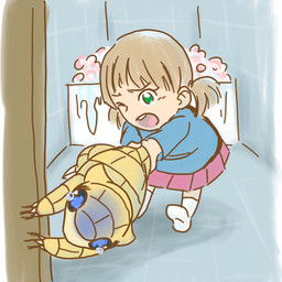 ambiguous_gender bath bathtub blue_eyes bodily_fluids bottomwear brown_hair clothing crying dress duo female feral footwear green_eyes hair legwear open_mouth semi-anthro skirt soap socks tears teeth water young alpacapala nintendo pokemon generation_1_pokemon human mammal pokemon_(species) sandshrew 1:1