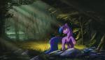 cutie_mark day detailed_background female feral grass hair hooves horn outside plant purple_eyes purple_hair rock solo standing auroriia friendship_is_magic hasbro my_little_pony mythology twilight_sparkle_(mlp) equid equine mammal mythological_creature mythological_equine unicorn absurd_res hi_res